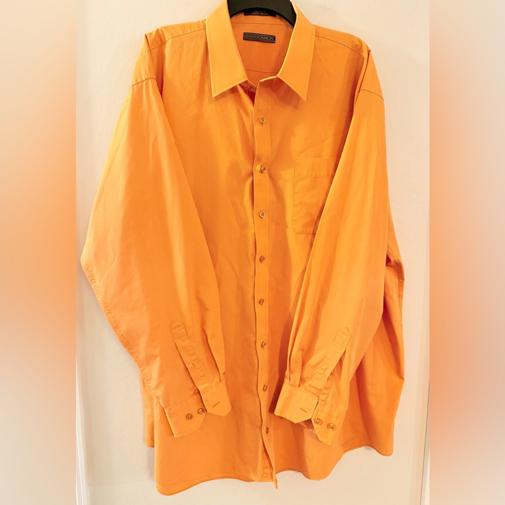 Damon Men’s Big & Tall Orange Collared Button Down Dress Shirt